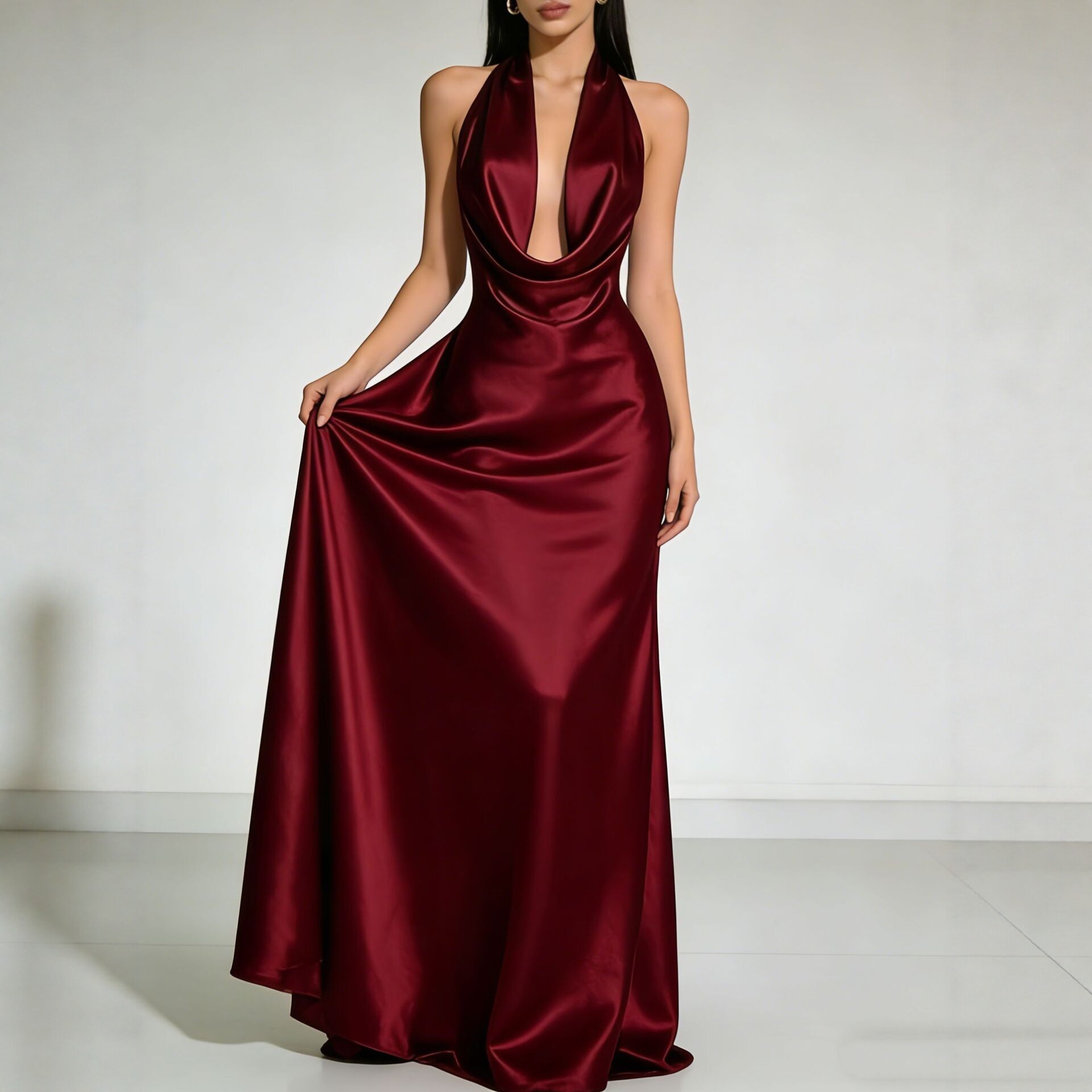 エレガントなパーティードレス 2026 ウェディングゲストド - Maxi Dress Halter のレビューと価格