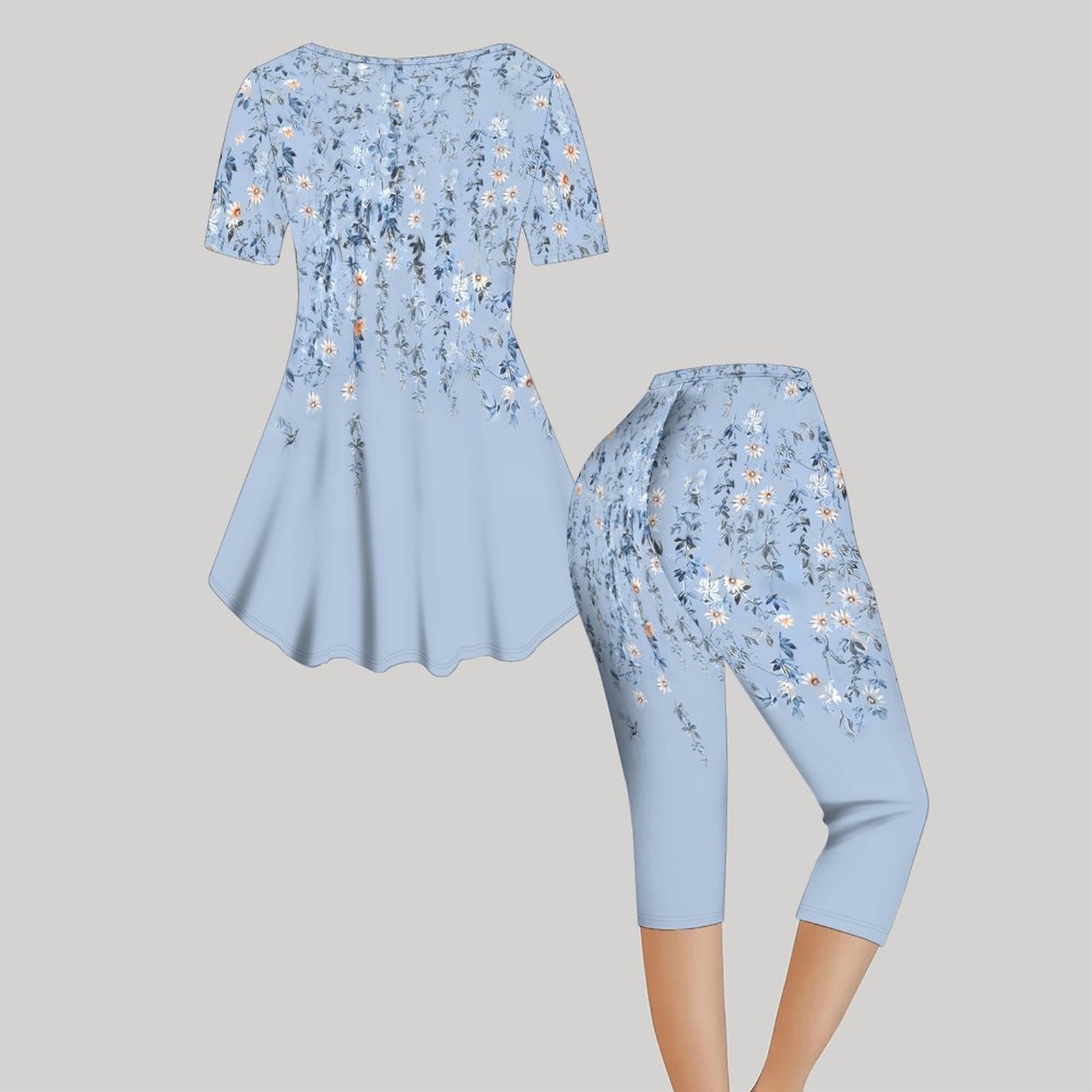 2ピース ヴィンテージプリント ツーピースセット レディース - Romper Floral Print のレビューと価格