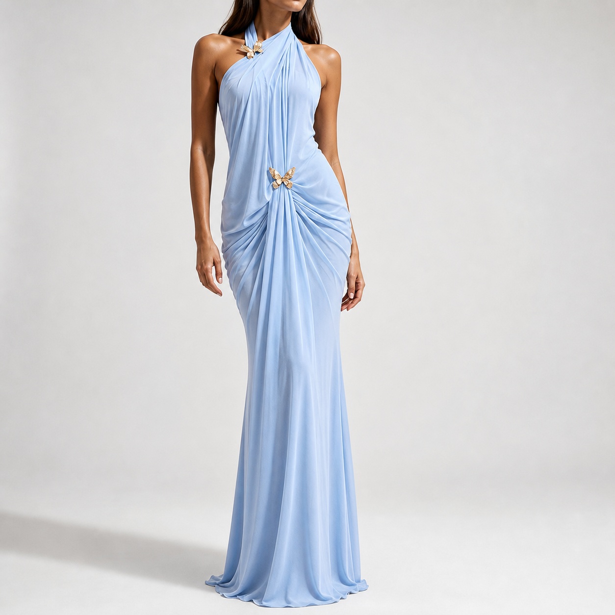 女性用エレガントオフショルダーホルターネックロングノースリー - Maxi Dress Halter のレビューと価格