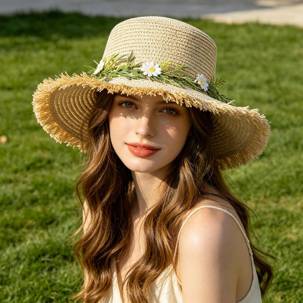 軽量織りわら帽子 ワイドブリムフロッピーハット - 菊の花輪 - Hat Floppy Wide のレビューと価格